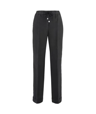 Peserico Elastic Waist Casual Pants In Black