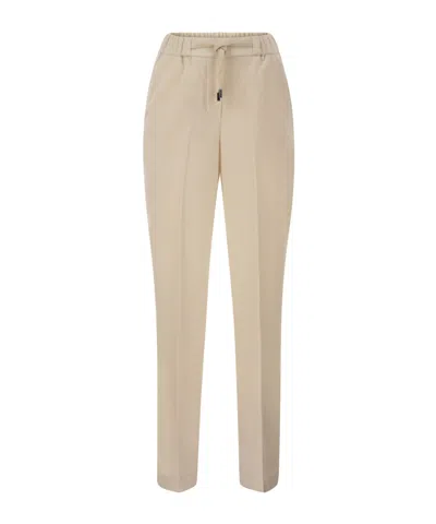 Peserico Drawstring-waist Tapered Trousers In Neutral