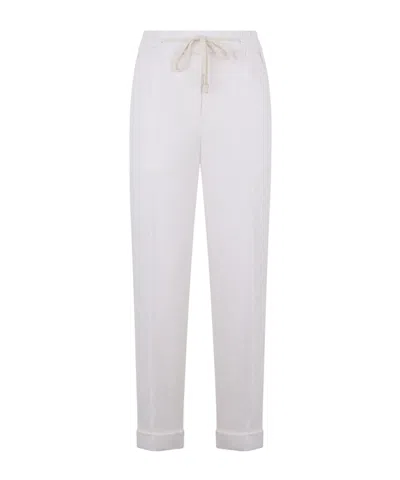 Peserico Elastic Waist Casual Pants In White