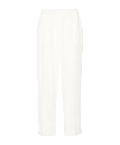 Peserico Elastic Waist Casual Pants In White