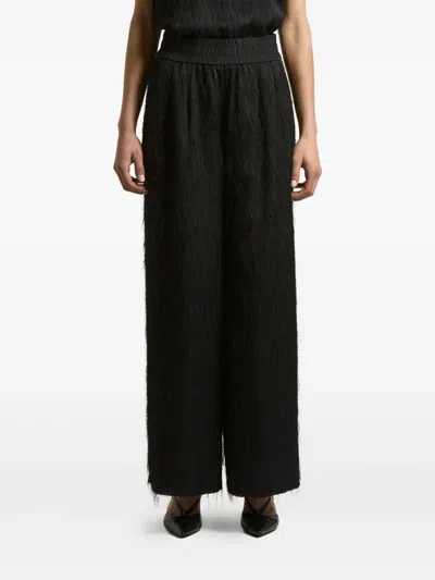 Peserico Elastic-waist Fringed-hem Trousers In Black