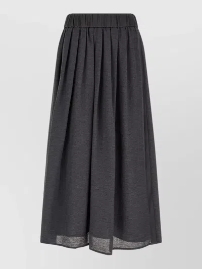 Peserico Elastic Waist Skirt Midi Pleated Design In Black