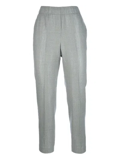 Peserico Elastic-waist Trousers In Gray