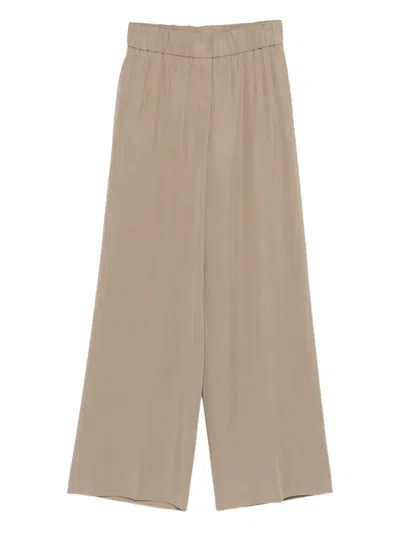 Peserico Elastic-waist Wide-leg Trousers In Brown