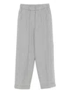 Peserico Elastic-waist Wool Trousers In Gray