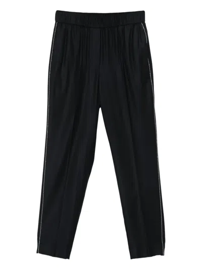 Peserico Elastic-waistband Side-stripe Trousers In Black