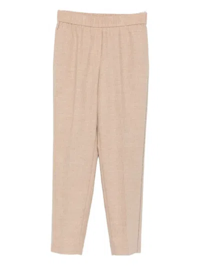 Peserico Elastic-waistband Side-stripe Trousers In Neutral