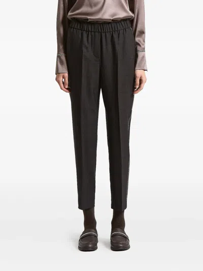 Peserico Elastic-waistband Trousers In Brown