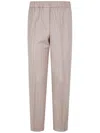 Peserico Elastic Waisted Pinstriped Lurex Flanell Trousers In Brown