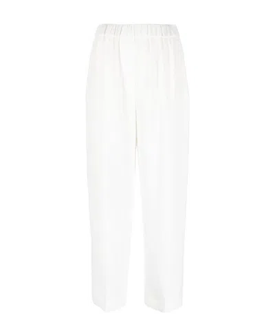 Peserico Elasticated Straight-leg Trousers In White
