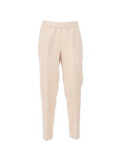 Peserico Elasticated Trousers In Brown
