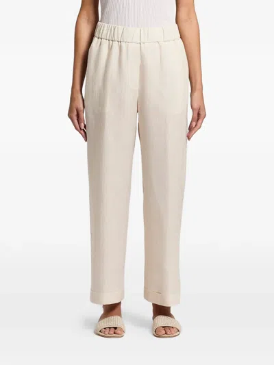 Peserico Elasticated Turn-up Trousers In Neutral