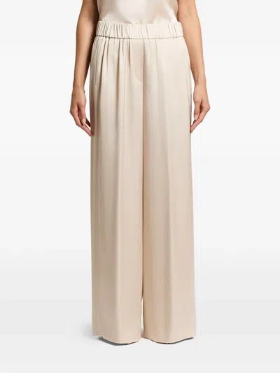 Peserico Elasticated-waist Satin Trousers In Neutral