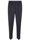 Peserico Tailored Black Trousers With Elastic Waistband In Blue