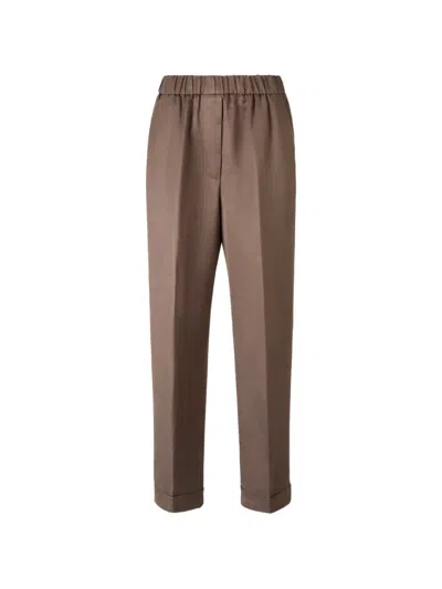 Peserico Elasticated-waist Trousers In Brown