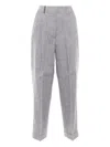Peserico Cropped Grey Trousers With Tailored Silhouette In Brown