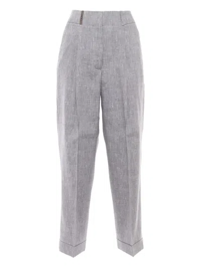 Peserico Cropped Grey Trousers With Tailored Silhouette In Gray