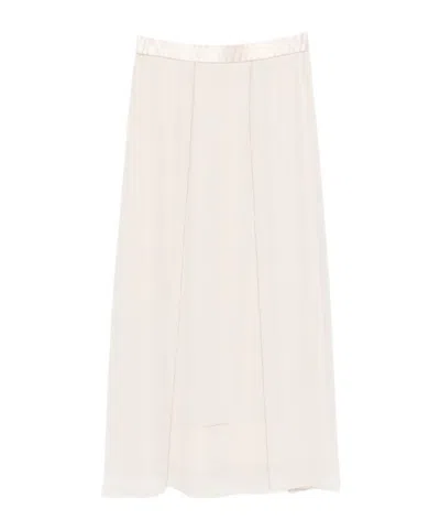 Peserico Elastic Waist Midi Skirt In White