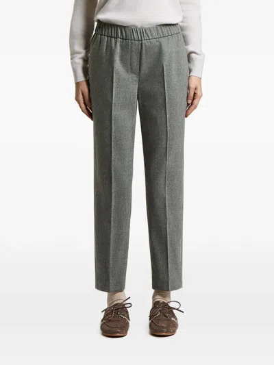 Peserico Elasticated-waist Pressed-crease Trousers In Gray