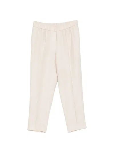 Peserico Elasticated-waistband Pressed-crease Trousers In Neutral
