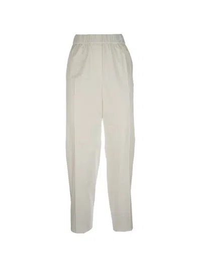 Peserico Elasticated-waistband Pressed-crease Trousers In White