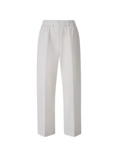 Peserico Elasticated-waistband Pressed-crease Trousers In White