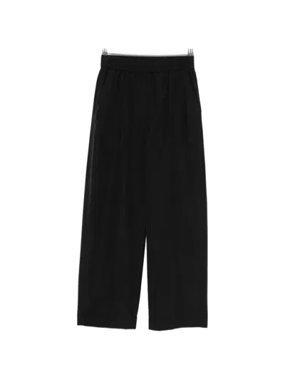 Peserico Elasticated-waistband Turned-up-cuff Trousers In Black