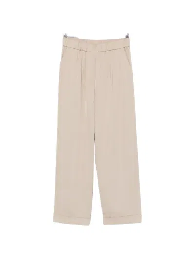 Peserico Elasticated-waistband Turned-up-cuff Trousers In Brown