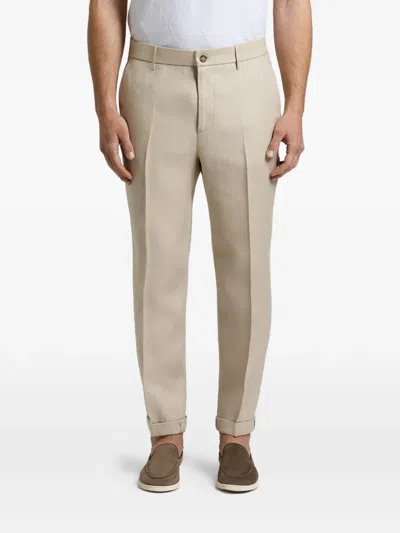 Peserico Elasticated-waistband Turn-up Trousers In Neutral