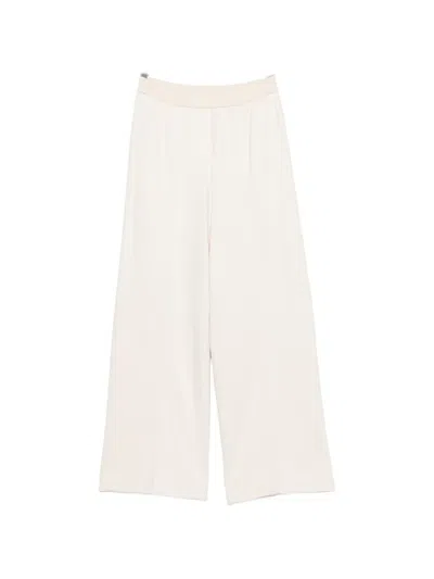 Peserico Elasticated-waistband Wide-leg Trousers In White