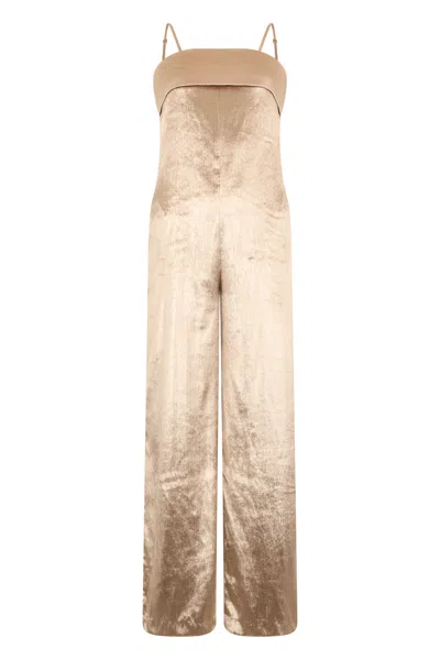 Peserico Elegant Beige Palazzo Jumpsuit For Summer In Gold