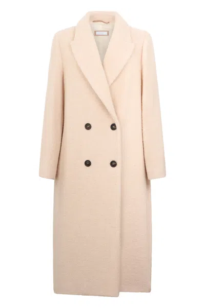 Peserico Elegant Long Coat In Shades Of Beige With A Minimal And Chic Design. In Neutral