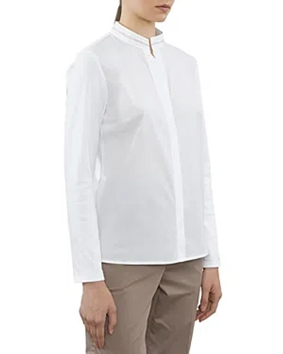 Peserico Embellished Band Collar Shirt In Pure White