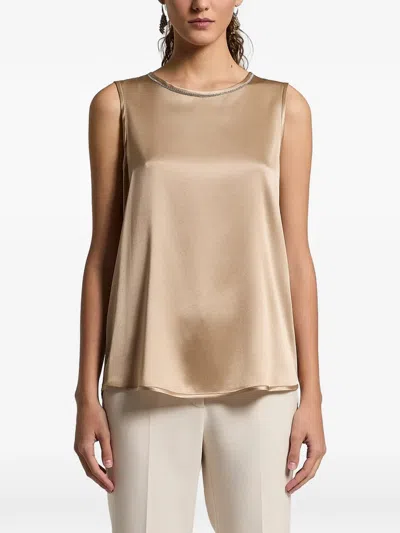 Peserico Embellished-collar Sleeveless Top In Neutral