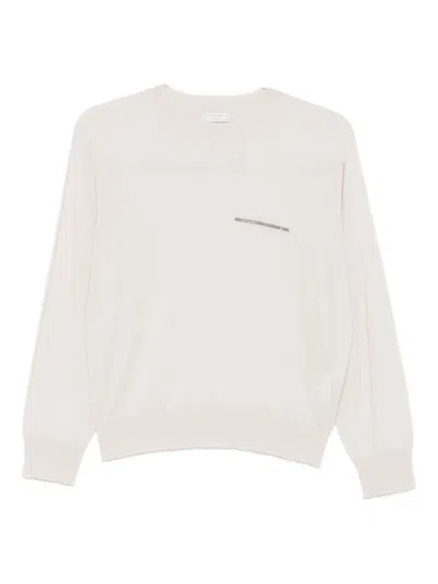 Peserico Embellished Crew-neck Sweater In Neutral