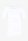 Peserico Bead-trim Stretch-cotton T-shirt In White