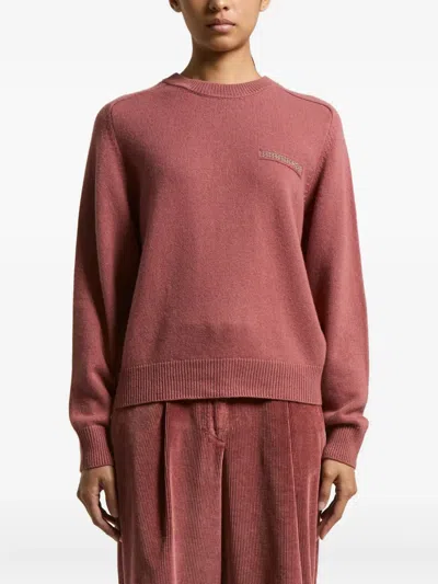 Peserico Embellished-detail Crew-neck Sweater In Pink