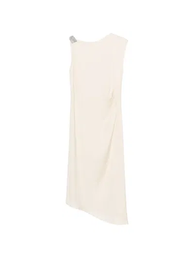 Peserico Embellished Draped Dress In Neutral
