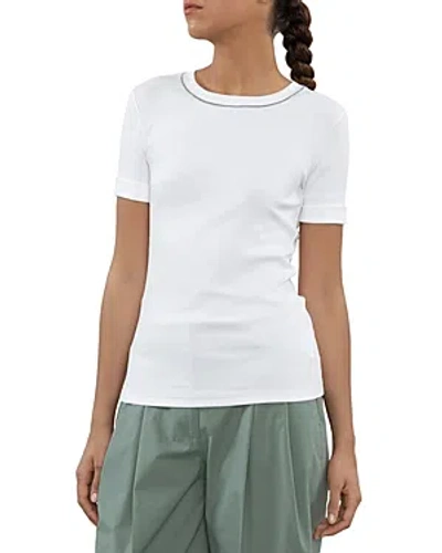 Peserico Embellished Fitted Tee In Pure White