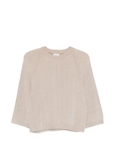 Peserico Embellished Long-sleeve Sweater In Pink