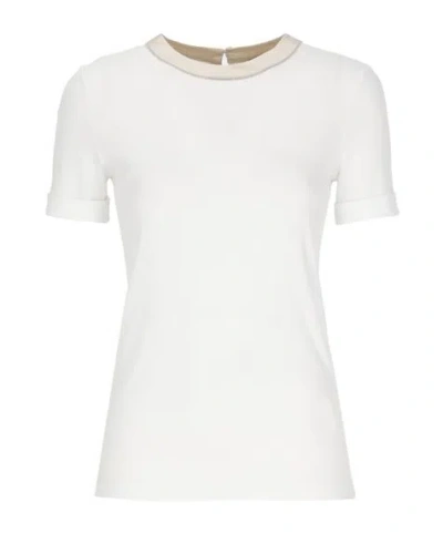 Peserico Embellished Neck T-shirt In White