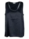 Peserico Embellished-neckline Blouse In Black