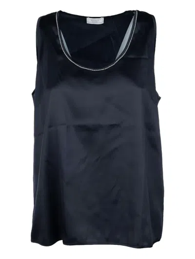 Peserico Embellished-neckline Blouse In Black