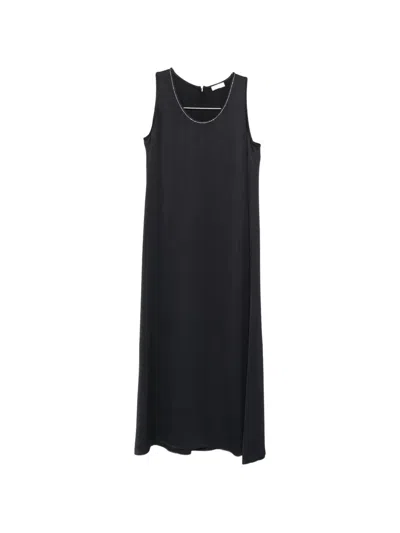 Peserico Embellished-neckline Midi Dress In Black