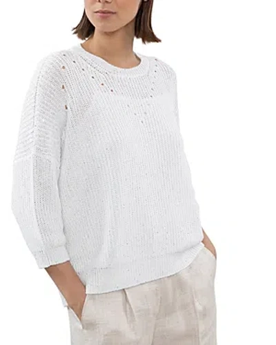 Peserico Embellished Open Knit Sweater In Pure White
