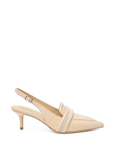 Peserico Embellished Pointed-toe Kitten-heel Pumps In Neutral