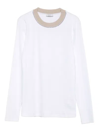 Peserico Embellished-round-neck Top In White