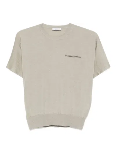 Peserico Embellished Short-sleeved Top In Gray