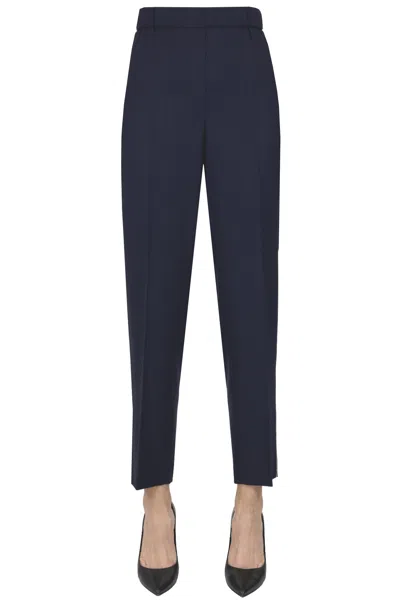 Peserico Embellished Side Bands Trousers In Blue