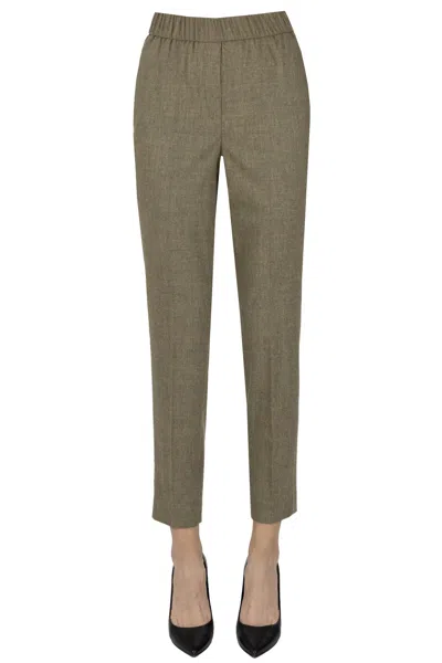 Peserico Embellished Side Bands Trousers In Green